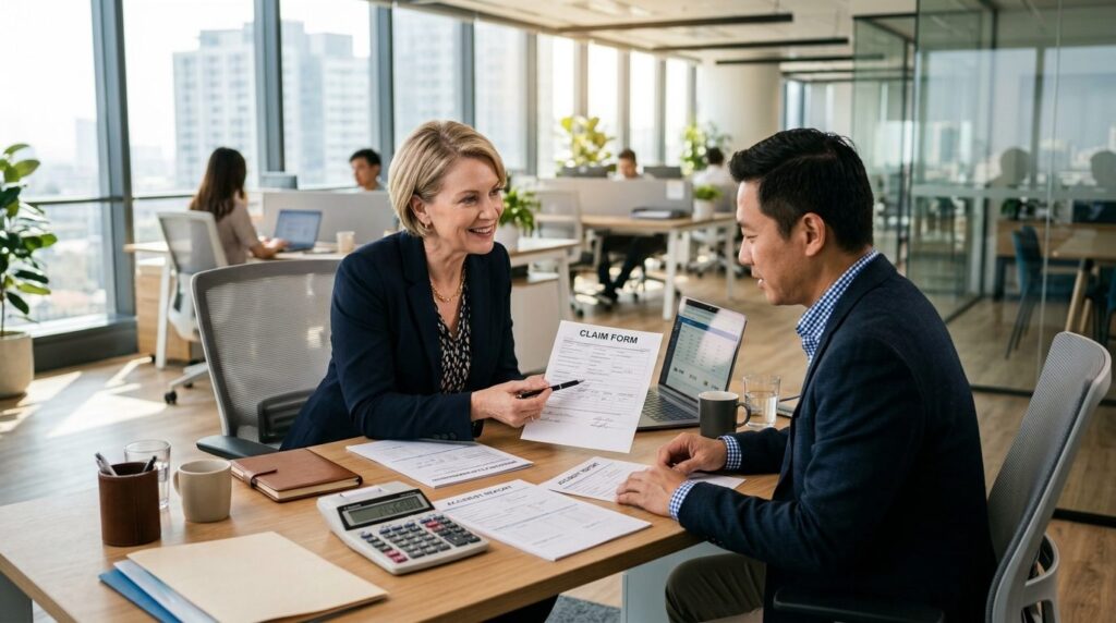 Professional mediator or insurance advisor in business attir