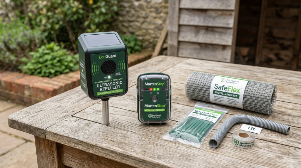 Close-up product photography of humane marten deterrent devi