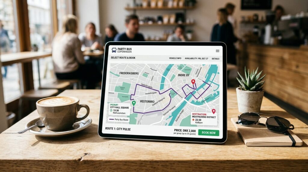 Overhead map view illustration on a modern digital tablet or