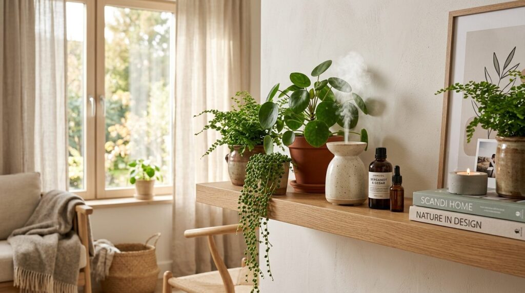 Modern Scandinavian home interior featuring a ceramic diffus