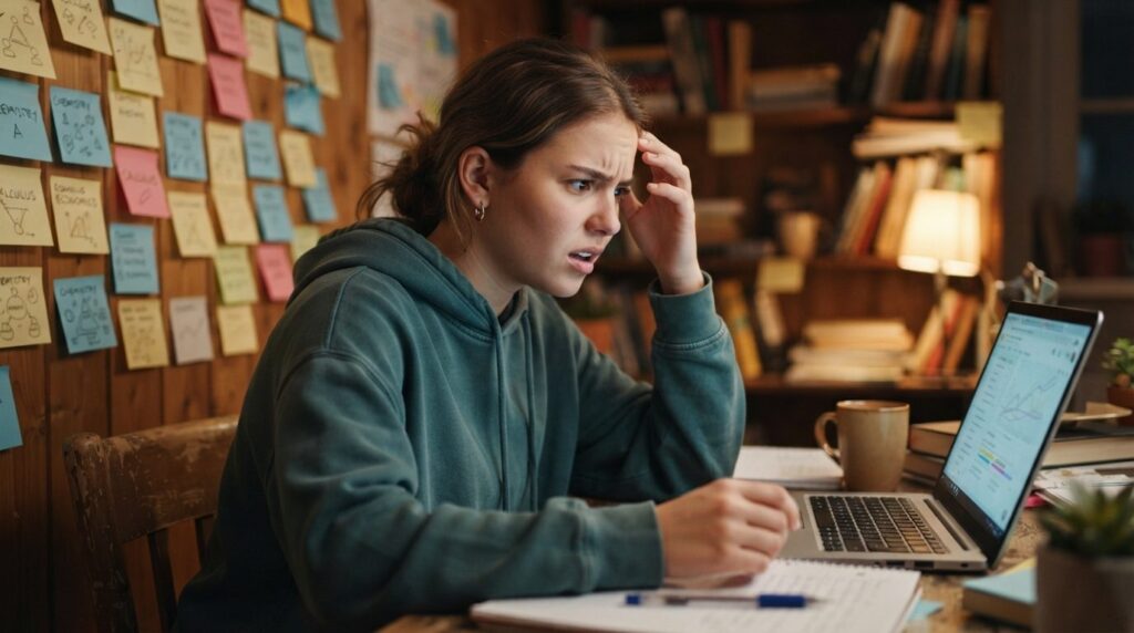 Professional stock photo, 16:9 format: Young student sitting