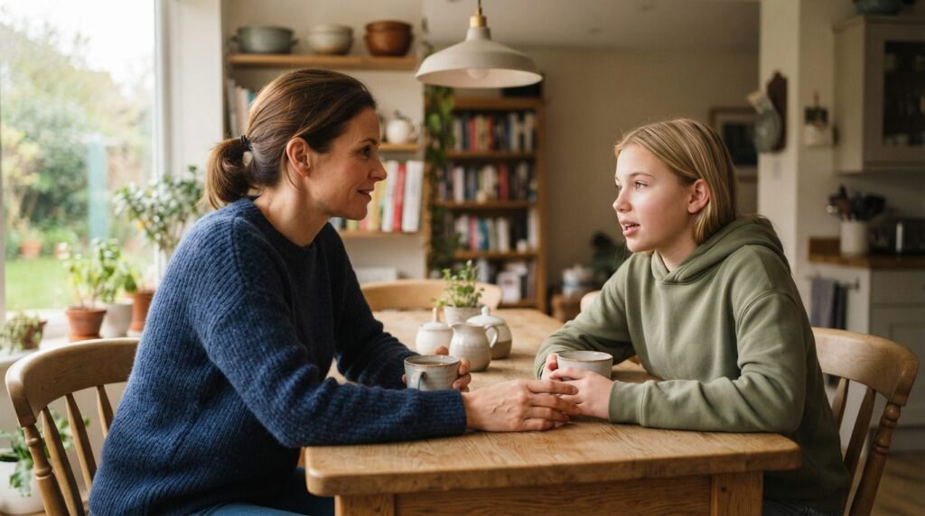 Professional stock photography, 16:9 aspect ratio, adult and
